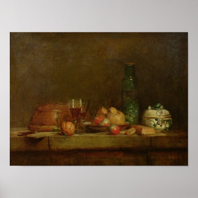 Still Life with a Bottle of Olives, 1760 Poster (Front)