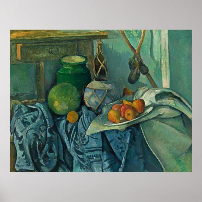 Still Life with a Ginger Jar and Eggplants,Cezanne Poster (Front)