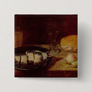 Still Life with a Herring 2 Inch Square Button