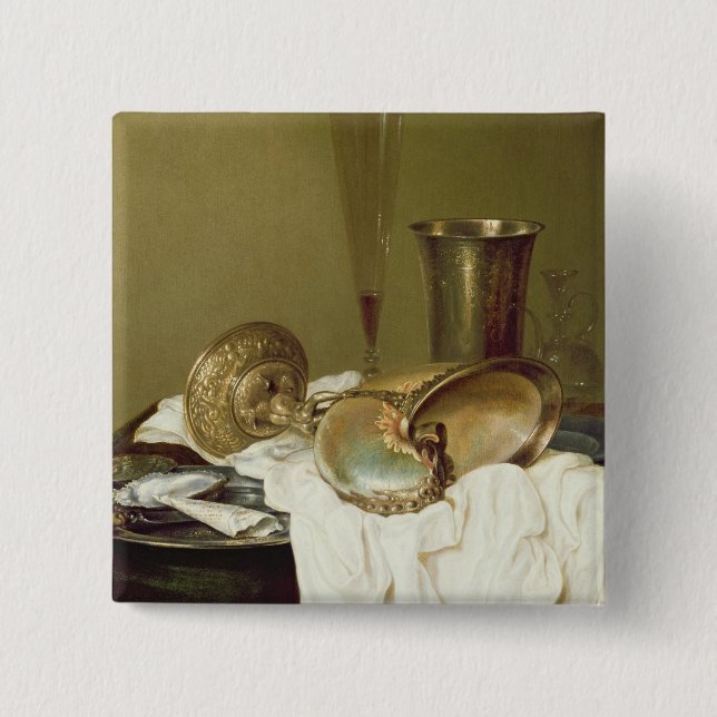 Still Life with a Nautilus Cup 2 Inch Square Button (Front)