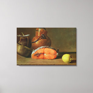 Still Life with a Piece of Salmon Canvas Print