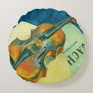 Still Life with a Violin, 1921 Round Pillow