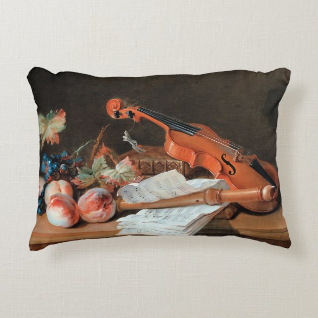 Still Life with a Violin fine art Accent Pillow (Front)