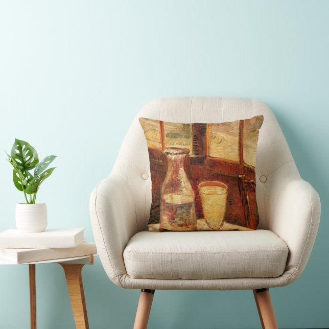 Still Life with Absinthe by Vincent van Gogh Throw Pillow (Chair)