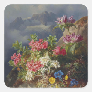 Still Life with Alpine Flowers – Andreas Lach Square Sticker