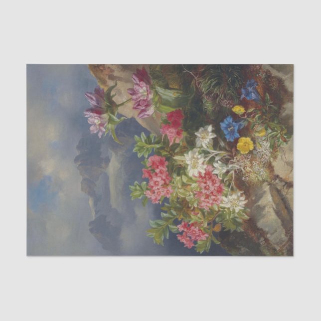 Still Life with Alpine Flowers by Andreas Lach Tissue Paper (Front)