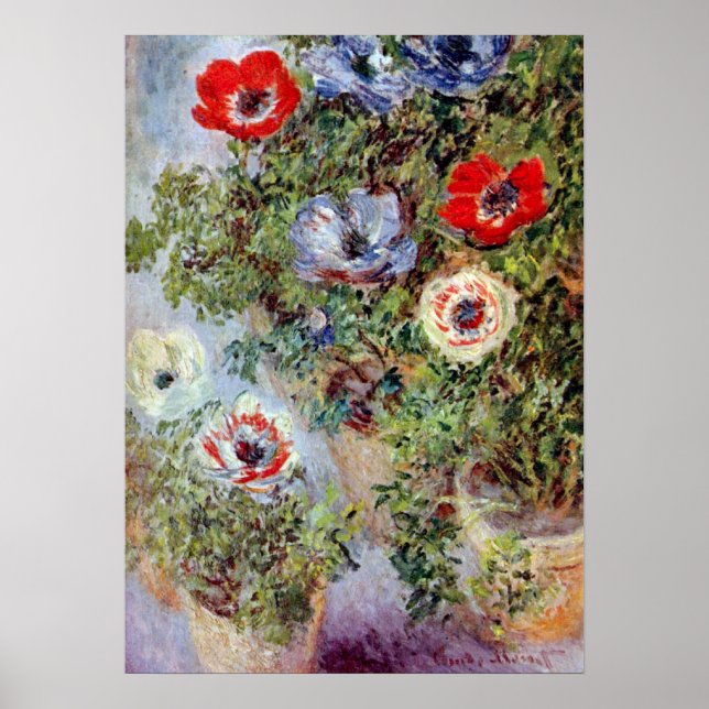 Still Life with Anemones by Claude Monet Poster (Front)
