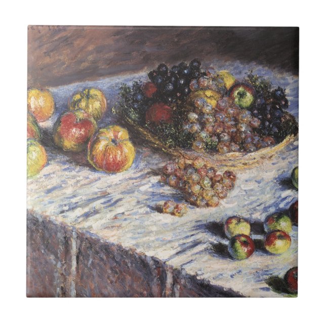 Still Life with Apples and Grapes by Claude Monet Tile (Front)