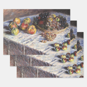 Still Life with Apples and Grapes by Claude Monet Wrapping Paper Sheet
