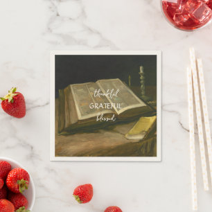 Still life with Bible by Vincent Van Gogh Napkin