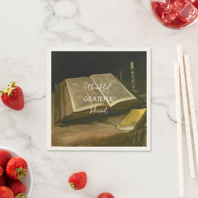 Still life with Bible by Vincent Van Gogh Napkin (Insitu)