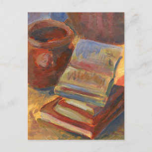 Still life with Books Painting Postcard