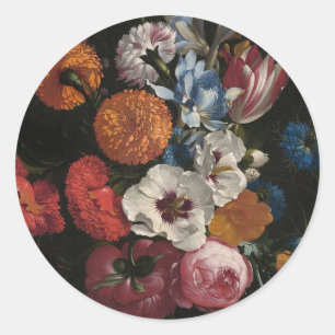 Still Life with Bouquet of Flowers   Johan Johnsen Classic Round Sticker