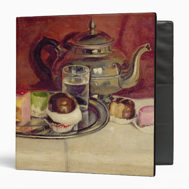 Still Life with Cakes and a Silver Teapot (oil on Binder (Front/Inside)