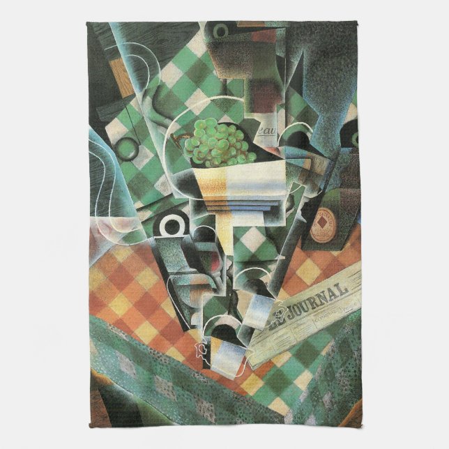 Still Life with Checked Tablecloth by Juan Gris Kitchen Towel (Vertical)