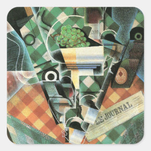 Still Life with Checked Tablecloth by Juan Gris Square Sticker