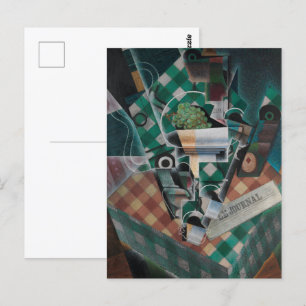 Still life with chequered tablecloth by Juan Gris Postcard