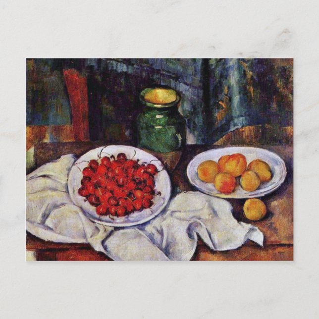 Still Life With Cherries And Peaches By Paul Cézan Postcard (Front)