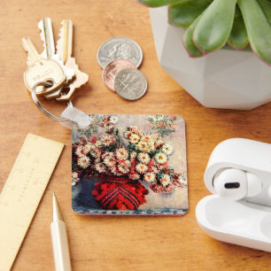 Still life with Chrysanthemums by Claude Monet Keychain