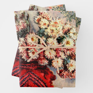 Still life with Chrysanthemums by Claude Monet Wrapping Paper Sheet