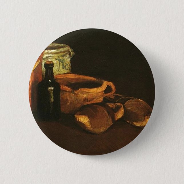 Still Life with Clogs and Pots, Van Gogh 2 Inch Round Button (Front)