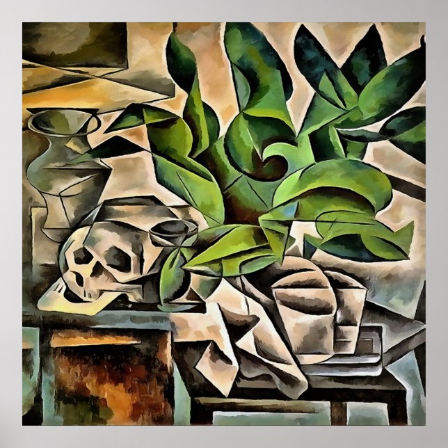 Still life with Cranium Geometric Vanitas Art Poster (Front)