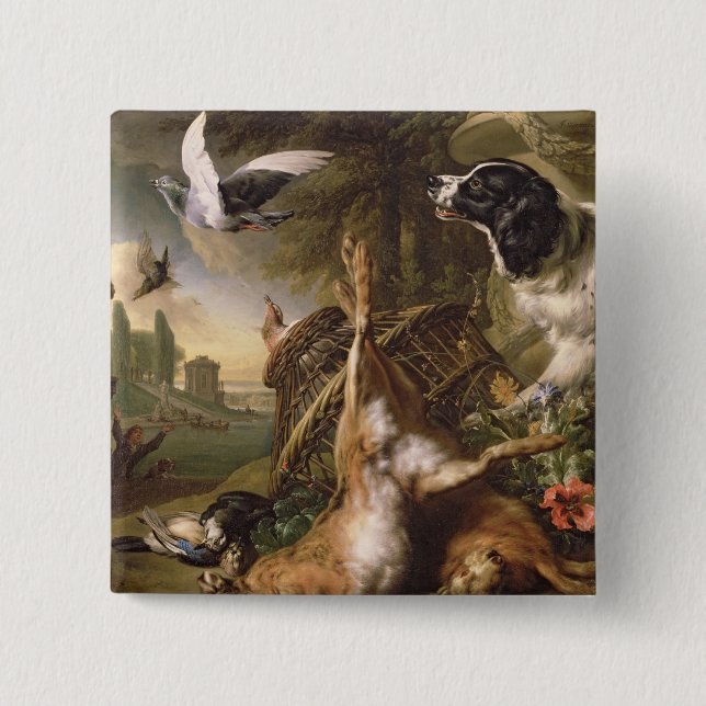 Still Life with Dead Game and Hares 2 Inch Square Button (Front)