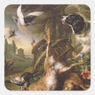 Still Life with Dead Game and Hares Square Sticker