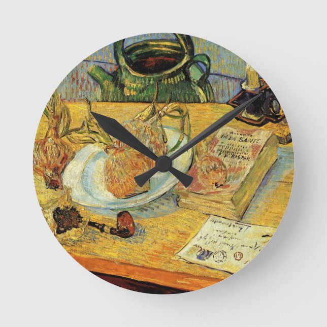 Still Life with Drawing Board by Vincent van Gogh Round Clock (Front)