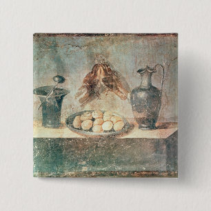 Still life with eggs and thrushes 2 inch square button