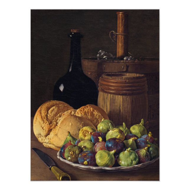 Still Life with Figs and Bread  by Luis Melendez Photo Print (Front)