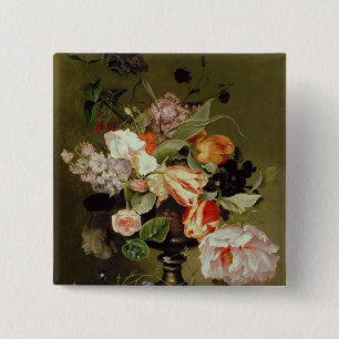 Still life with flowers 2 inch square button