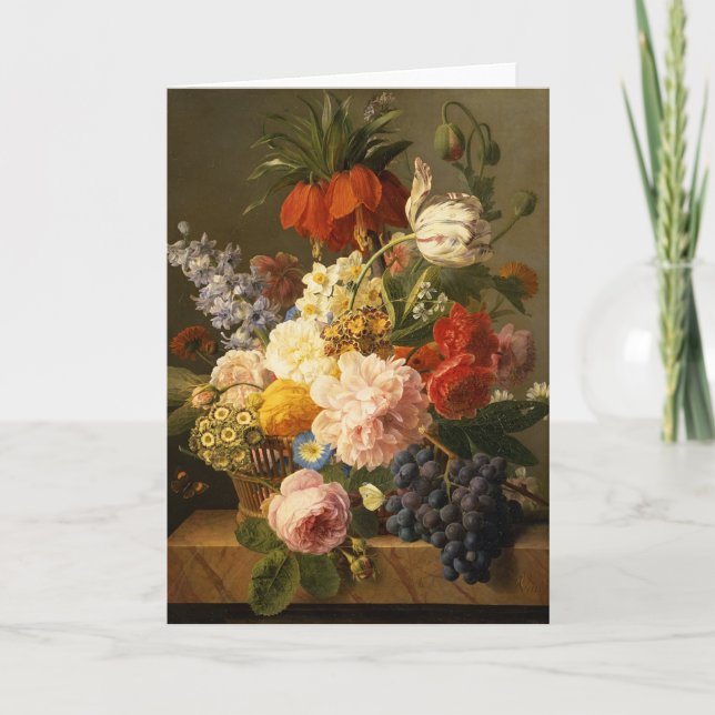 Still Life with Flowers and Fruit, 1827 Card (Front)