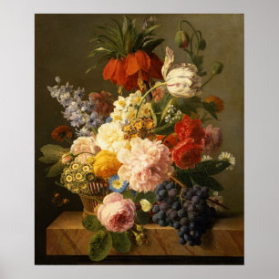 Still Life with Flowers and Fruit, 1827 Poster