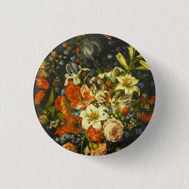 Still Life with Flowers and Fruit  1 Inch Round Button (Front)