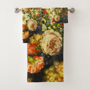 Still Life with Flowers and Fruit  Bath Towel Set