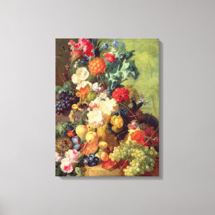Still Life with Flowers and Fruit Canvas Print