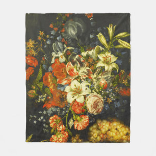 Still Life with Flowers and Fruit  Fleece Blanket