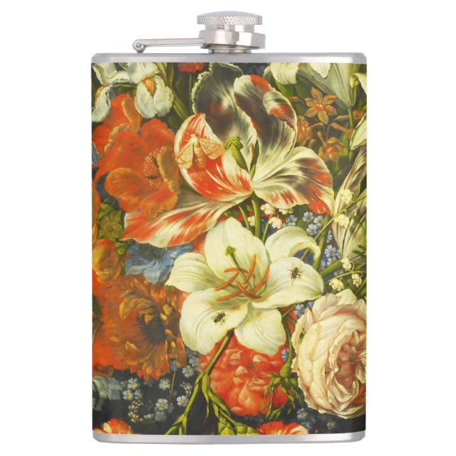Still Life with Flowers and Fruit  Hip Flask (Front)