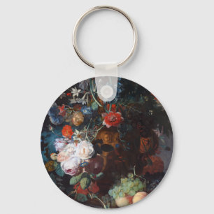 Still Life with Flowers and Fruit, Jan Van Huysum Keychain