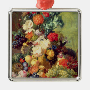 Still Life with Flowers and Fruit Metal Ornament
