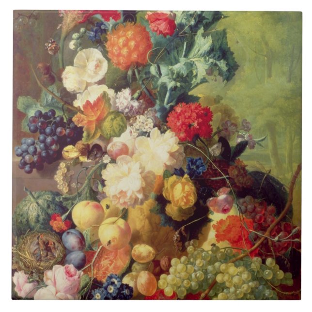 Still Life with Flowers and Fruit Tile (Front)