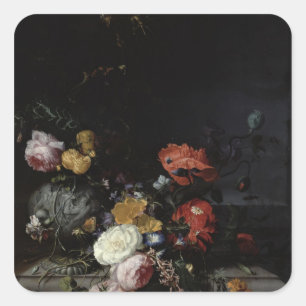 Still Life with Flowers and Insects Square Sticker