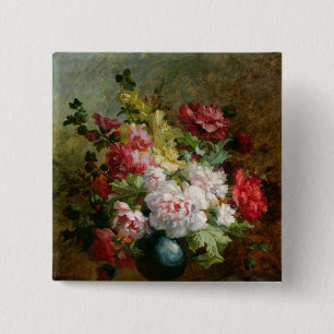Still life with flowers and sheet music 2 inch square button