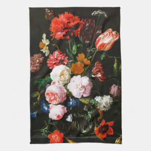 Still Life with Flowers in a Glass Vase Classic Kitchen Towel