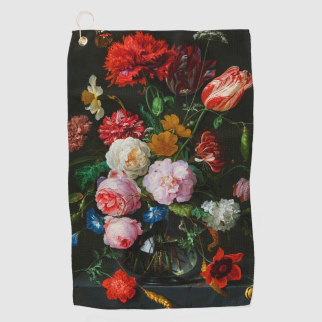Still Life with Flowers in a Glass Vase  Golf Towel (Front)