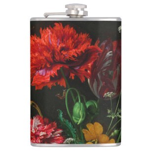Still Life with Flowers in a Glass Vase  Hip Flask
