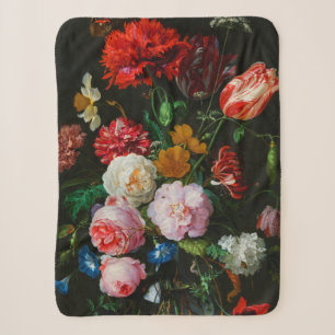 Still Life with Flowers in a Glass Vase Sherpa Blanket