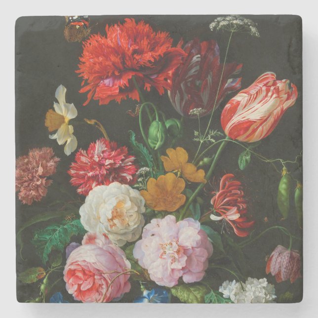 Still Life with Flowers in a Glass Vase  Stone Coaster (Front)