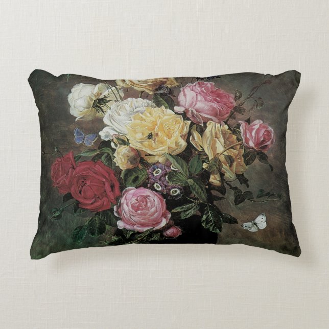 Still Life with Flowers in Vase by Olaf Hermansen Decorative Pillow